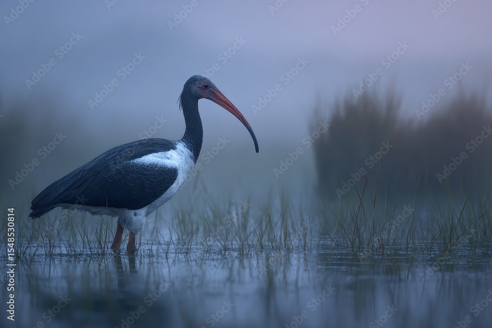 Fototapeta premium A bird standing in a body of water