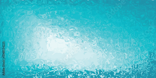Defocus blurred transparent blue colored clear calm water surface texture with splashes and bubbles. Water waves with shining pattern texture background.