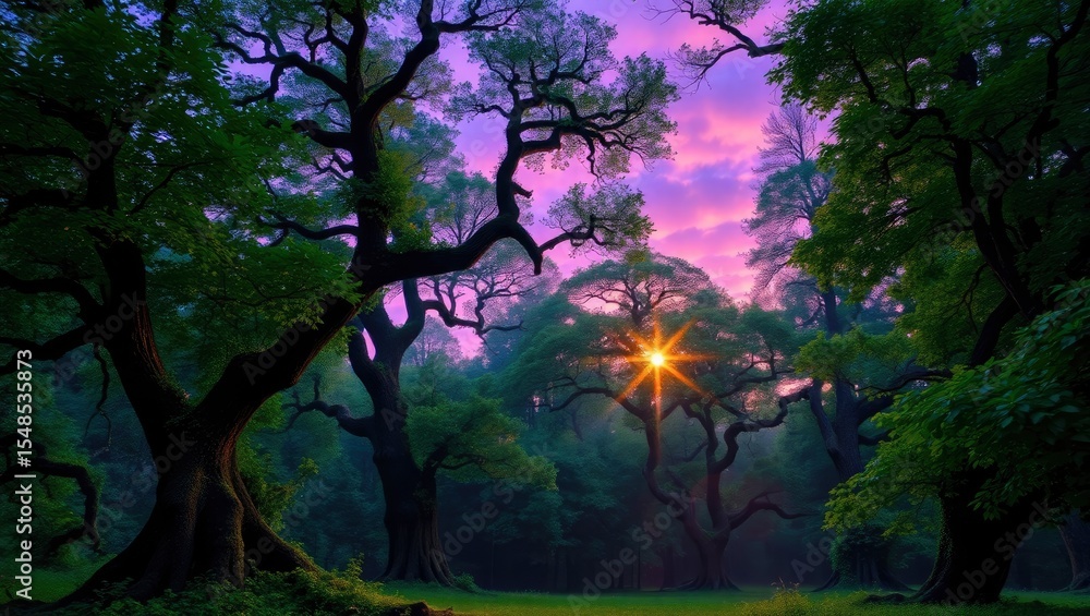 sunset in the forest sunset in the forest