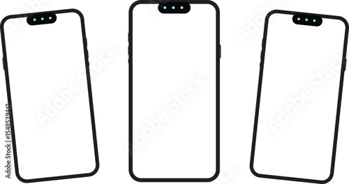 Smartphones front view minimalist style silhouette vector illustration