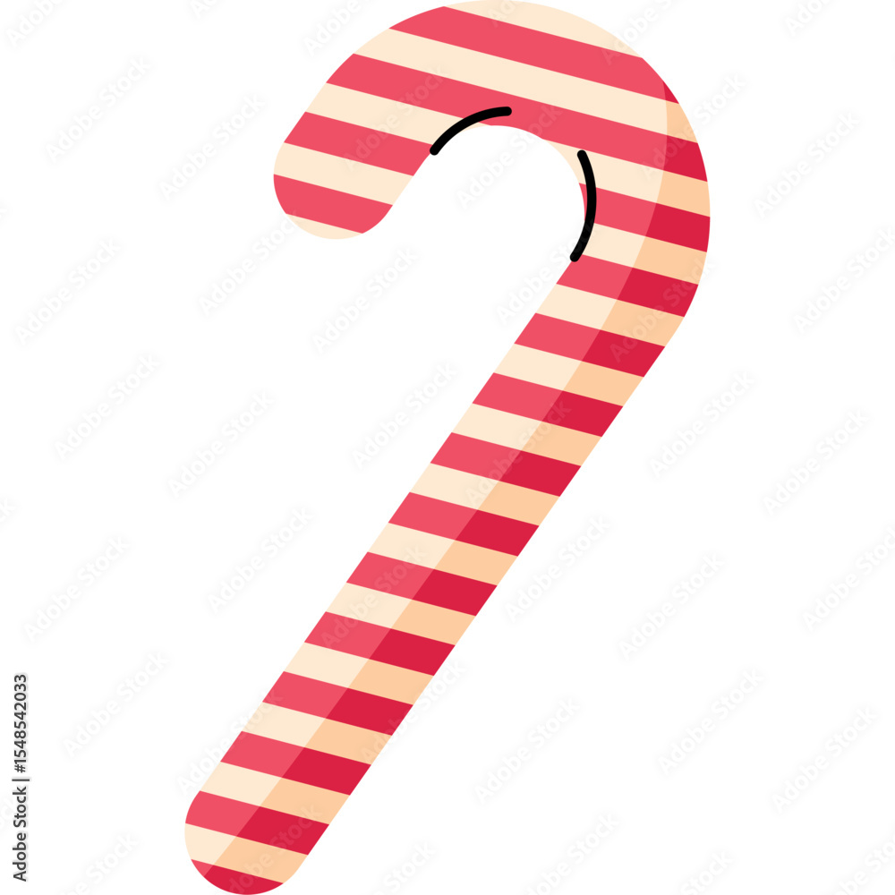 Flat Style Christmas Candy Cane Illustration Flat Style Christmas Candy Cane Illustration