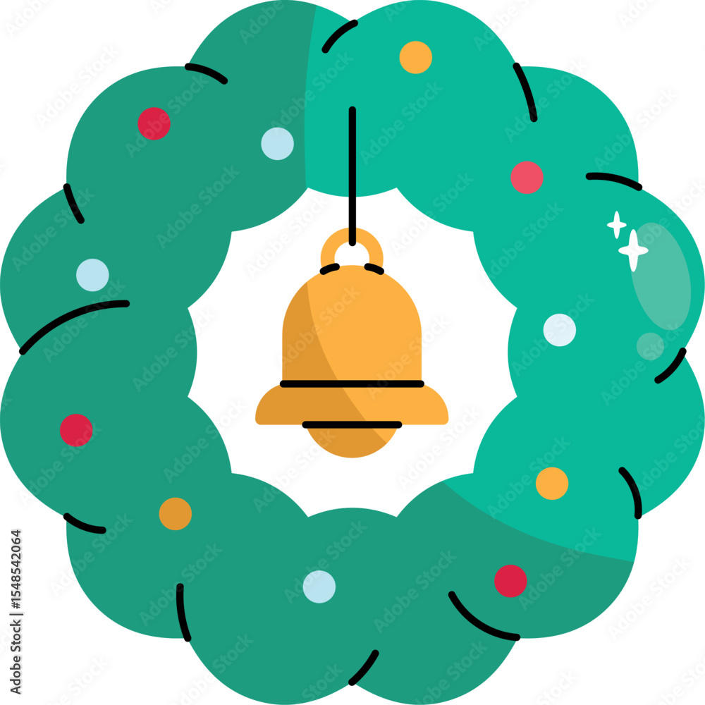 Fototapeta premium Flat Christmas Wreath Holiday Decoration Vector