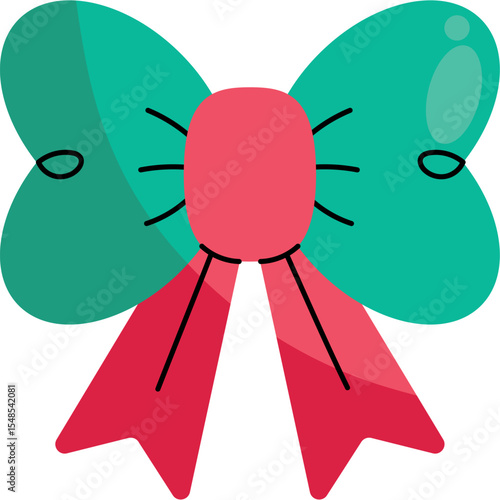Flat Christmas Bow Icon for Holiday Designs