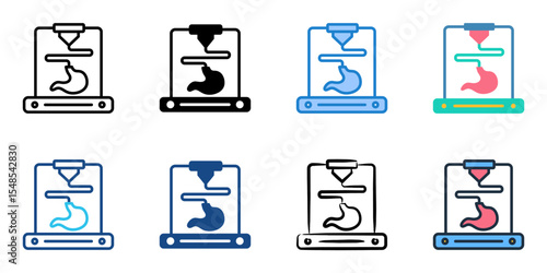 3D Bioprinting icon set multiple style collection