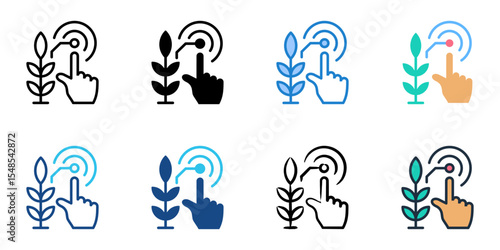 Precision Agriculture icon set multiple style collection