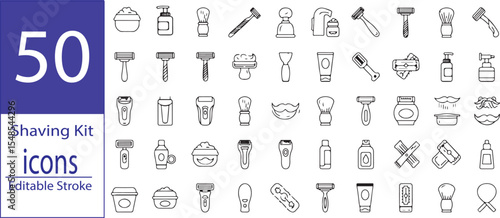 Shaving Kit Icons – Grooming Essentials Vector Set