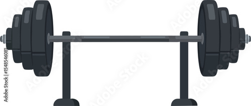 Barbell weightlifting equipment for gym strength training vector illustration 