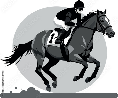 Wallpaper Mural Horse racing jockey riding galloping horse in dynamic silhouette style vector illustration  Torontodigital.ca