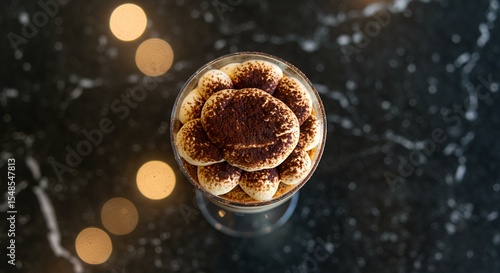 Indulge in the Decadent Delight of a Perfectly Crafted Tiramisu, a Culinary Masterpiece Served in a Stylish Glass.
