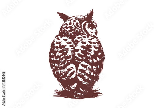Great Horned Owl hand drawn sketch vector illustration