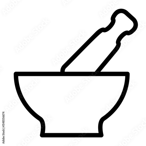 kitchen utensils outline icon. Mortar and pestle