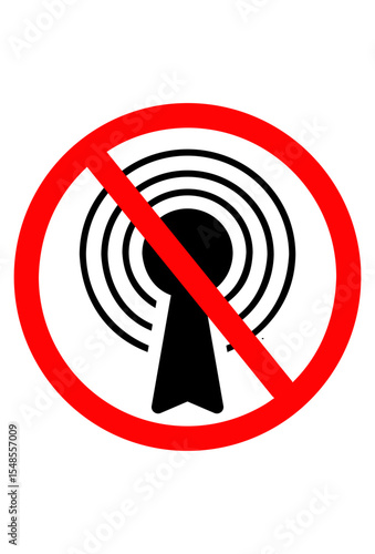 No signal, wireless, or broadcasting allowed.
Restricted radio waves; transmission prohibited.
Wireless communication forbidden zone.
