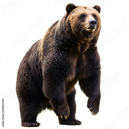 A realistic bear in a white background and a thoroughbred bear standing against a white background