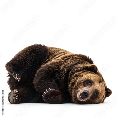 A realistic bear in a white background and a thoroughbred bear standing against a white background