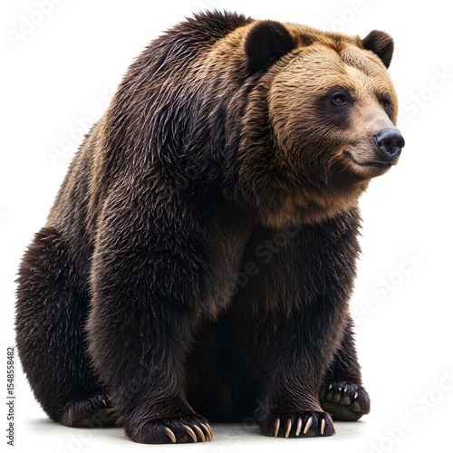 A realistic bear in a white background and a thoroughbred bear standing against a white background