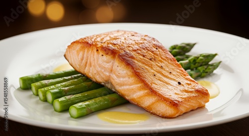 Pan-Seared Salmon with Asparagus and a Delicate Lemon-Butter Sauce, a Culinary Masterpiece.