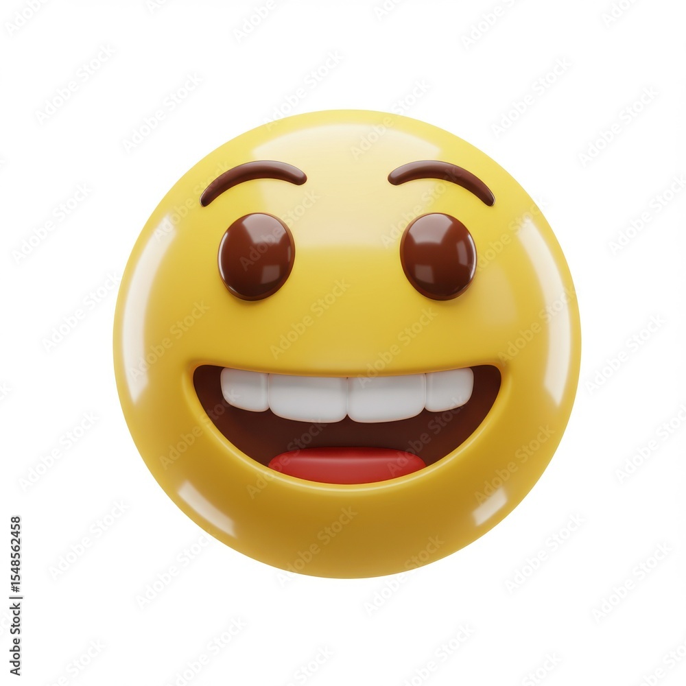 Fototapeta premium 3d happy smiley face emoji isolated on white background