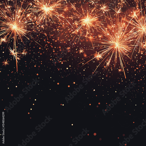 Celebration background, bengal fire banner, sparkler border, vector style simple color
