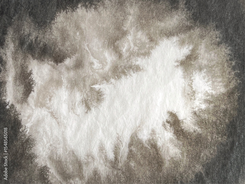 sumi ink wash drawing created with brush, sumi  ink wash painting with visible brushstrokes, ink drawing made with sumi brush, washi paper texture, bleeding texture, blurring texture