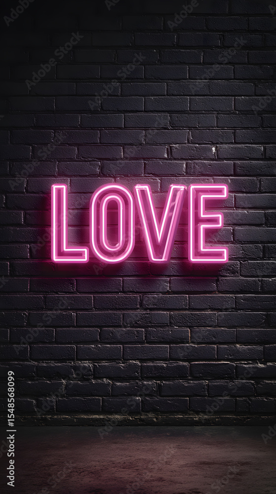 Obraz premium Pink Love Neon Sign on Brick Wall