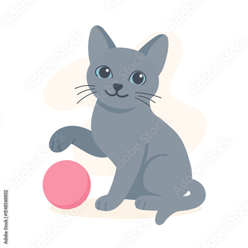 Russian blue cat sits playfully with paw lifted and bright eyes. This russian blue cat image reflects quiet charm and softness of russian blue breed.