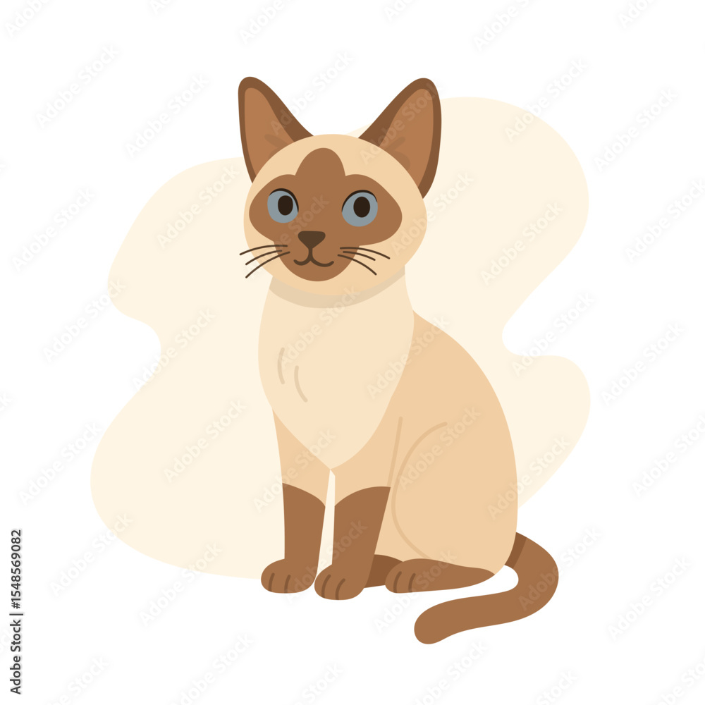 Obraz premium Graceful birman cat with gentle face and creamy fur sits calmly. This birman cat artwork highlights quiet beauty, beloved in feline visual storytelling.