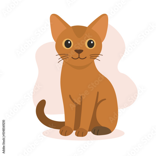 Illustration shows abyssinian cat sitting upright with wide eyes, capturing elegance and alertness. Abyssinian cat lovers will appreciate this calm abyssinian cat moment.