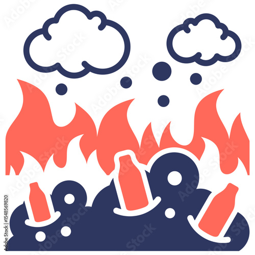Waste Incineration Pollution Icon