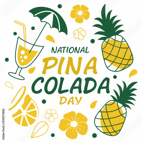 NATIONAL PINA COLADA DAY vector illustration