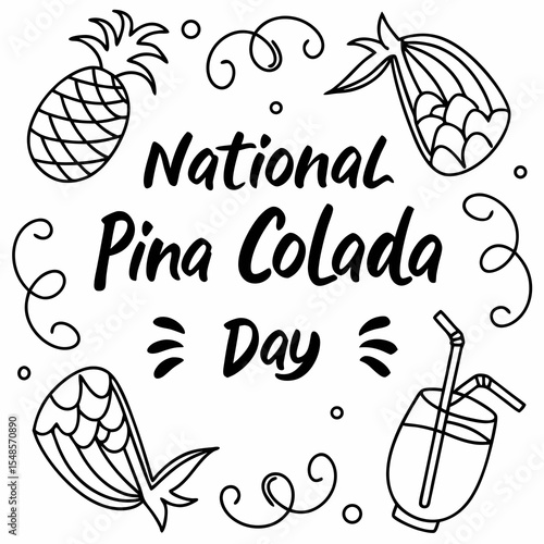 NATIONAL PINA COLADA DAY vector illustration