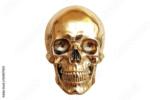 gold skull isolated on a transparent background