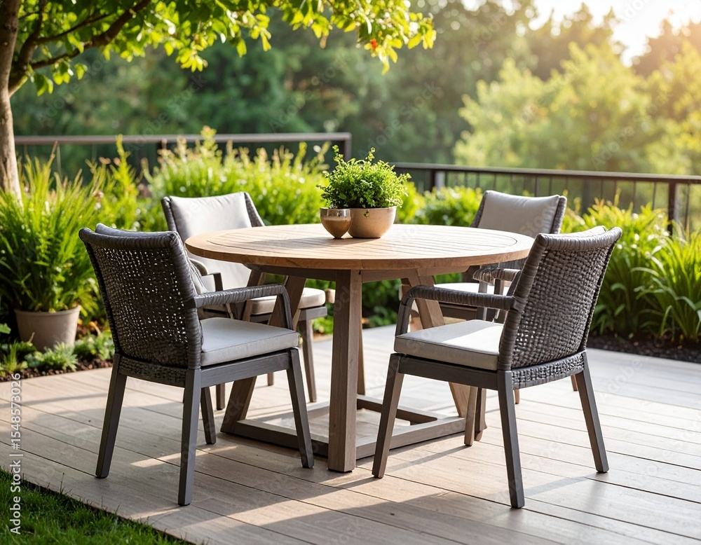 Fototapeta premium table and chairs in the garden