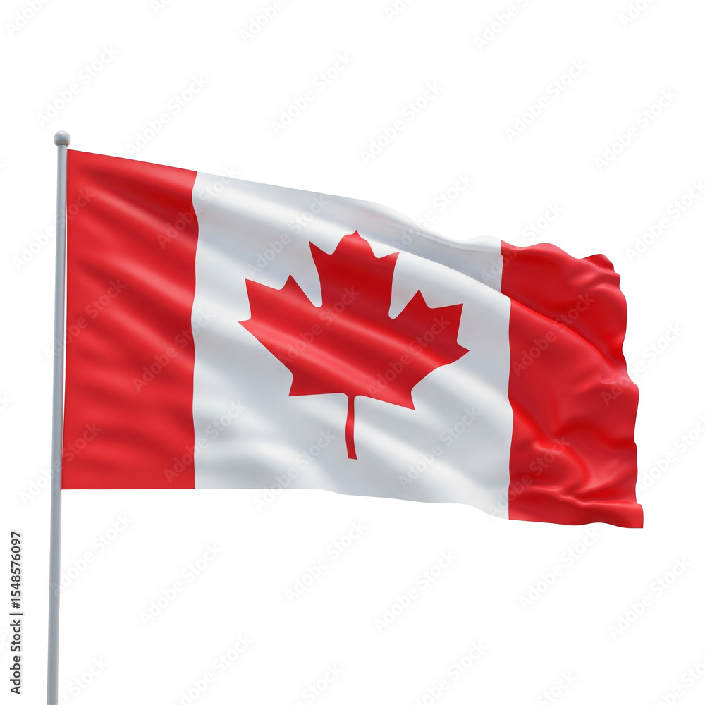 a national flag of the Canada, fluttering in the wind against a white background a national flag of the Canada, fluttering in the wind against a white background