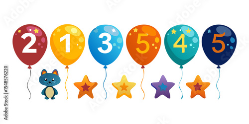 Festive Celebration Balloon Icons - Party, Birthday, Heart, Star.
