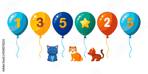 Festive Celebration Balloon Icons - Party, Birthday, Heart, Star.