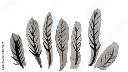 grass swaying in the wind, grass leaves drawn in ink, ink painting brushstroke drawing, washi paper texture background material, brush pen art drawing, washi paper material banner