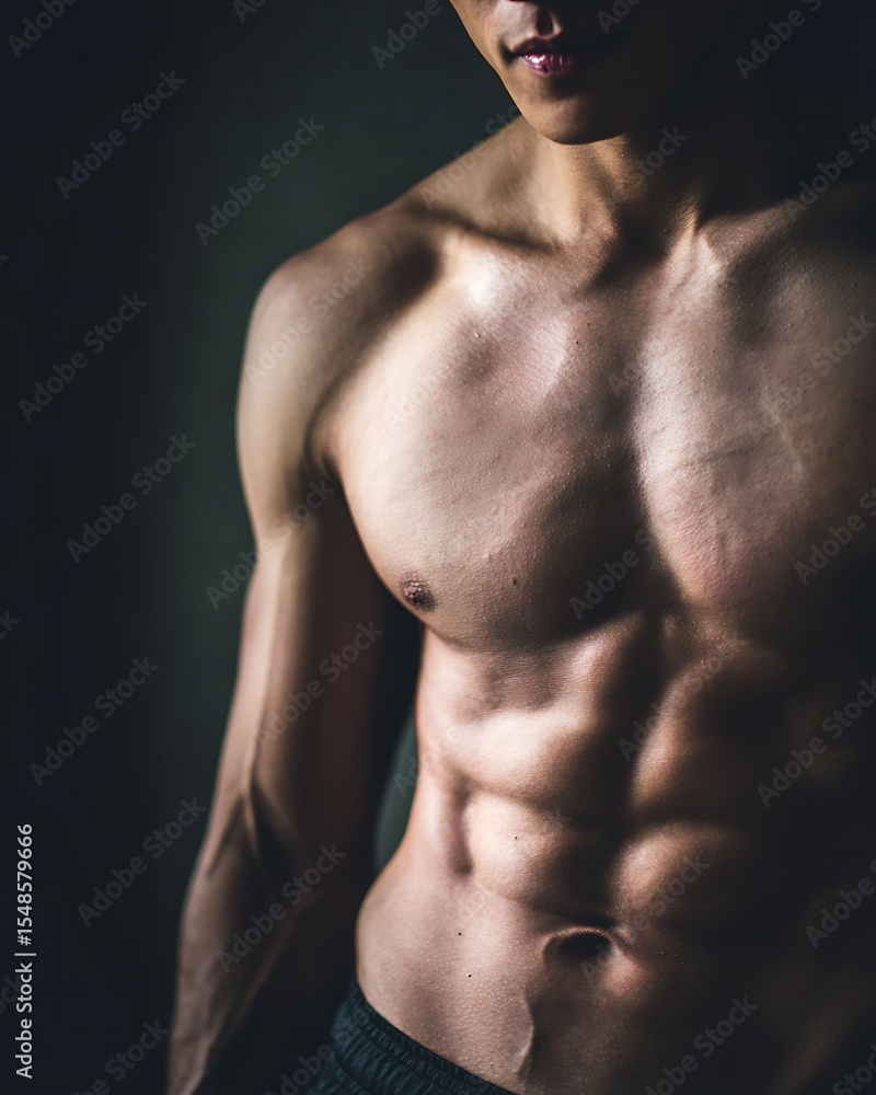 Soft light macro of abdominal muscles on a slim Asian male, natural hair, unedited skin detail. Soft light macro of abdominal muscles on a slim Asian male, natural hair, unedited skin detail.