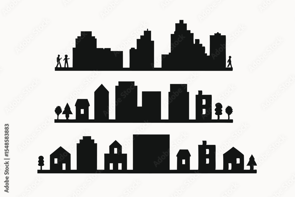 Obraz premium Cityscape Silhouette Illustrations Urban Skyline Designs for Projects