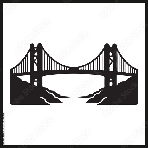 A black silhouette of a Bridge vector