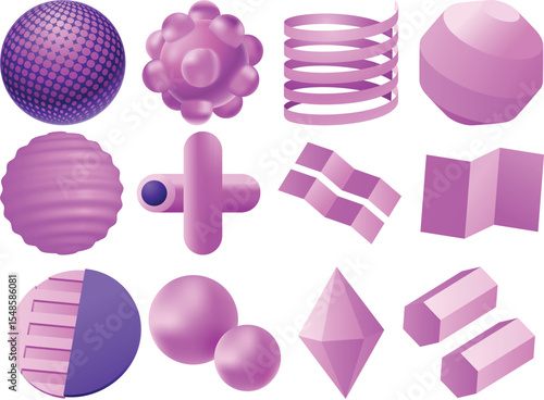 set of pink 3d art