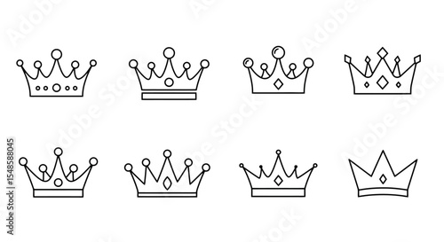 Crown Icon Set: Royalty, Authority, and Elegance