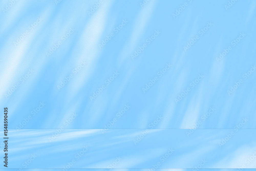 Fototapeta premium Wall interior background, studio and backdrops show products.with shadow from window color white and blue background for text insertion and presentation product