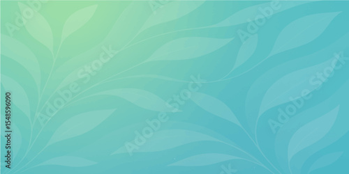 Seamless blue floral pattern with abstract waves and leaf ornaments creates a flowing, decorative background illustration