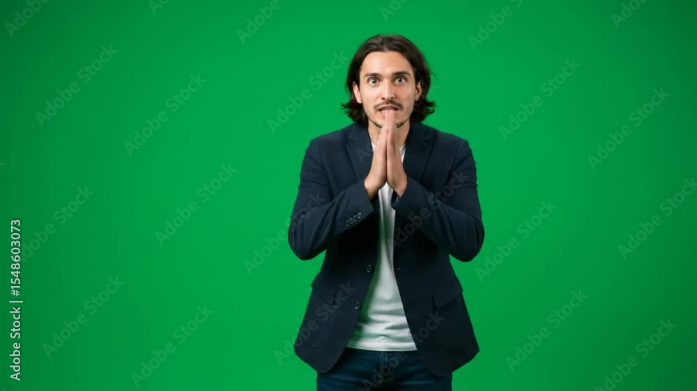 Man in suit expressing hopeful anticipation Man in suit expressing hopeful anticipation