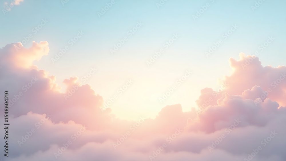 Fototapeta premium Sky with fluffy clouds pastel colors