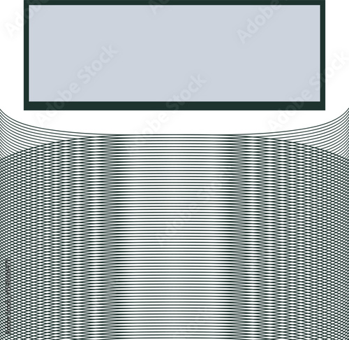 At the bottom is a grid of curved lines, and at the top is a gray frame or screen.