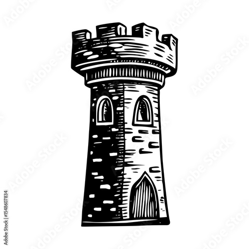 A vintage style illustration representing sentry tower