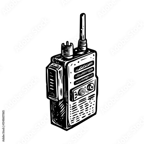 A vintage style illustration showing walkie talkie