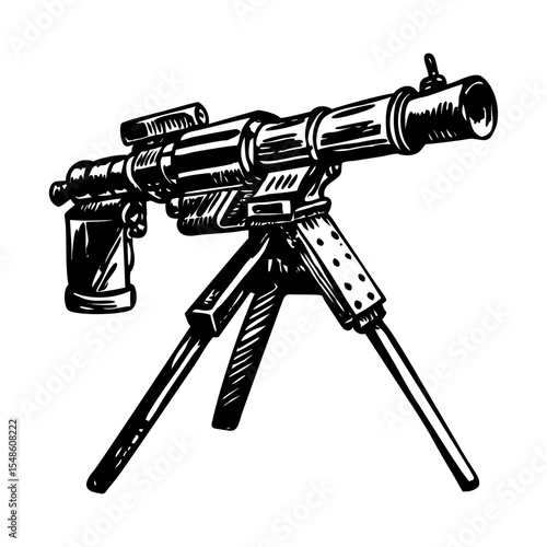 A glyph style illustration depicting weapon tripod