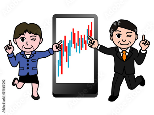 壱A：スマホでNISA投資の複利運用をする会社員中年男女_CS3 2025_0610_052